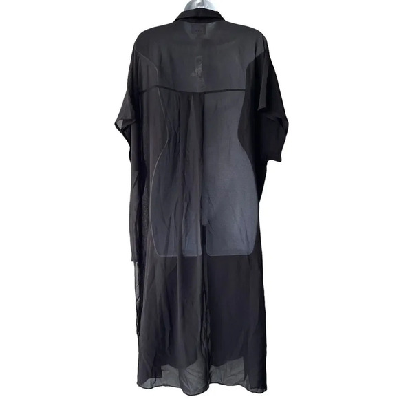 CHICOS Marla Wynne Oversized Tunic Duster Black Chiffon Sheer Women’s Size L - Picture 2 of 3